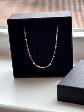 Rose Gold Plated Chain Necklace Minimalist Link Rolo Chain Layering Necklace